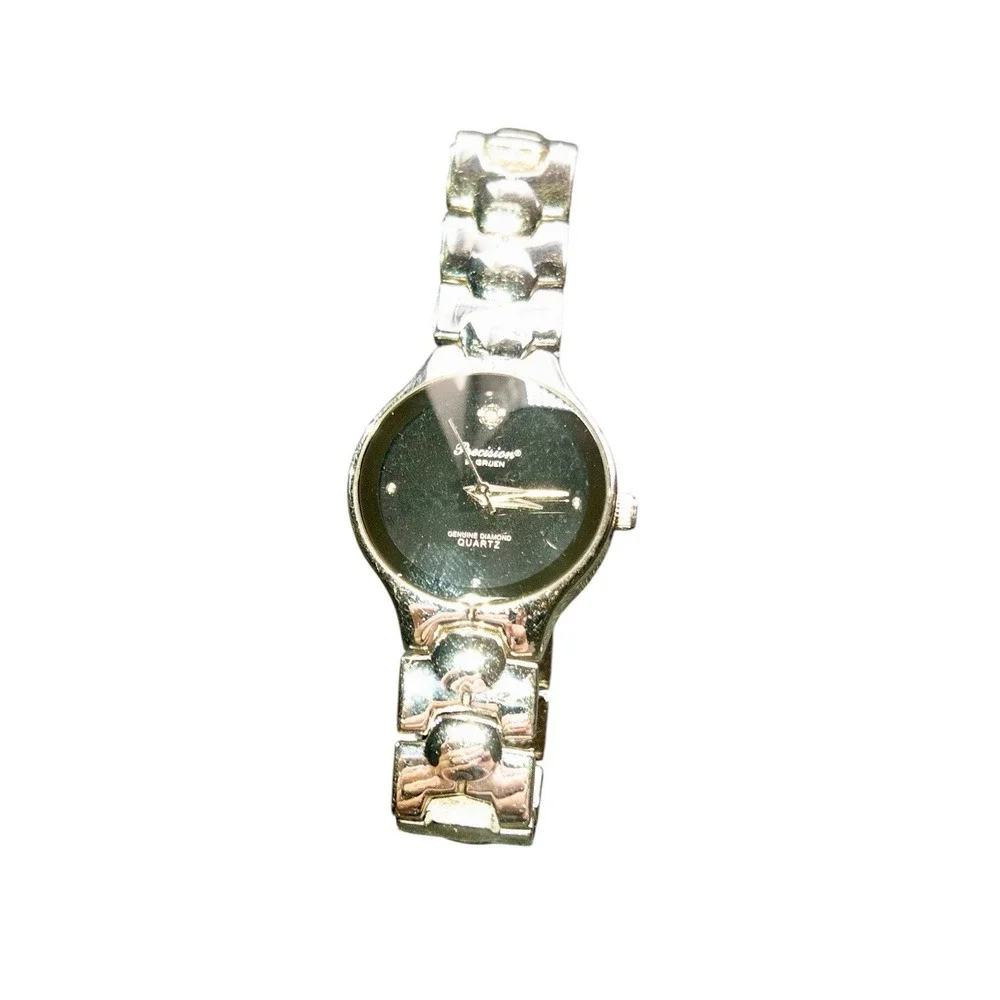 Gruen Precision Genuine Diamond‎ Womens 27MM Watch Black & Steel